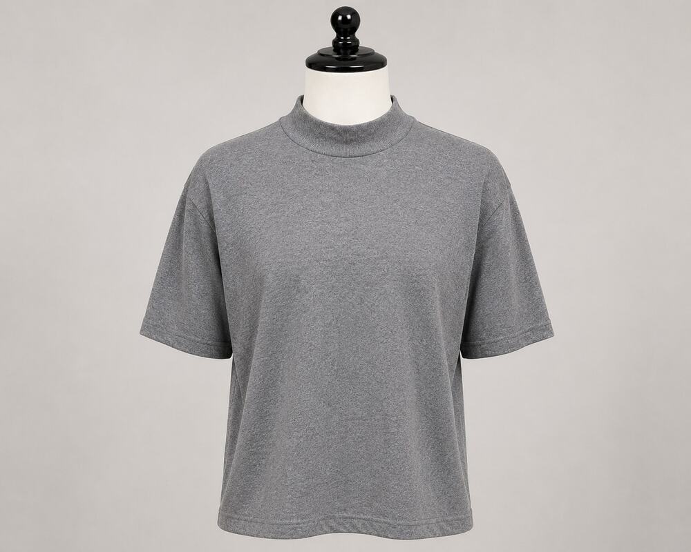 Halogen Women’s Gray Short Sleeve Ribbed Mock Neck Top Size XL Rayon Blend